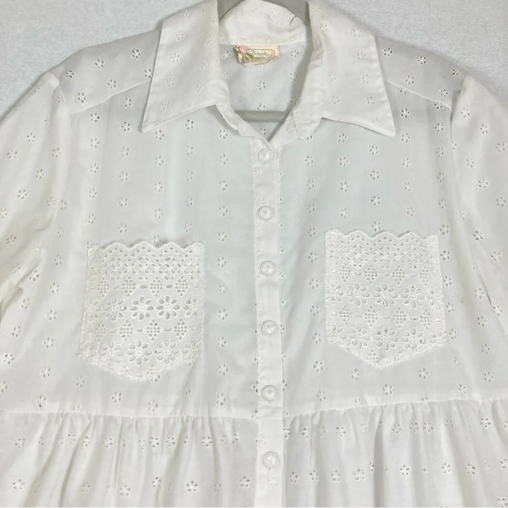 Vintage Bonnie Srauss  Maxi Dress Women's  Embroidered Size 10 White - Picture 4 of 16